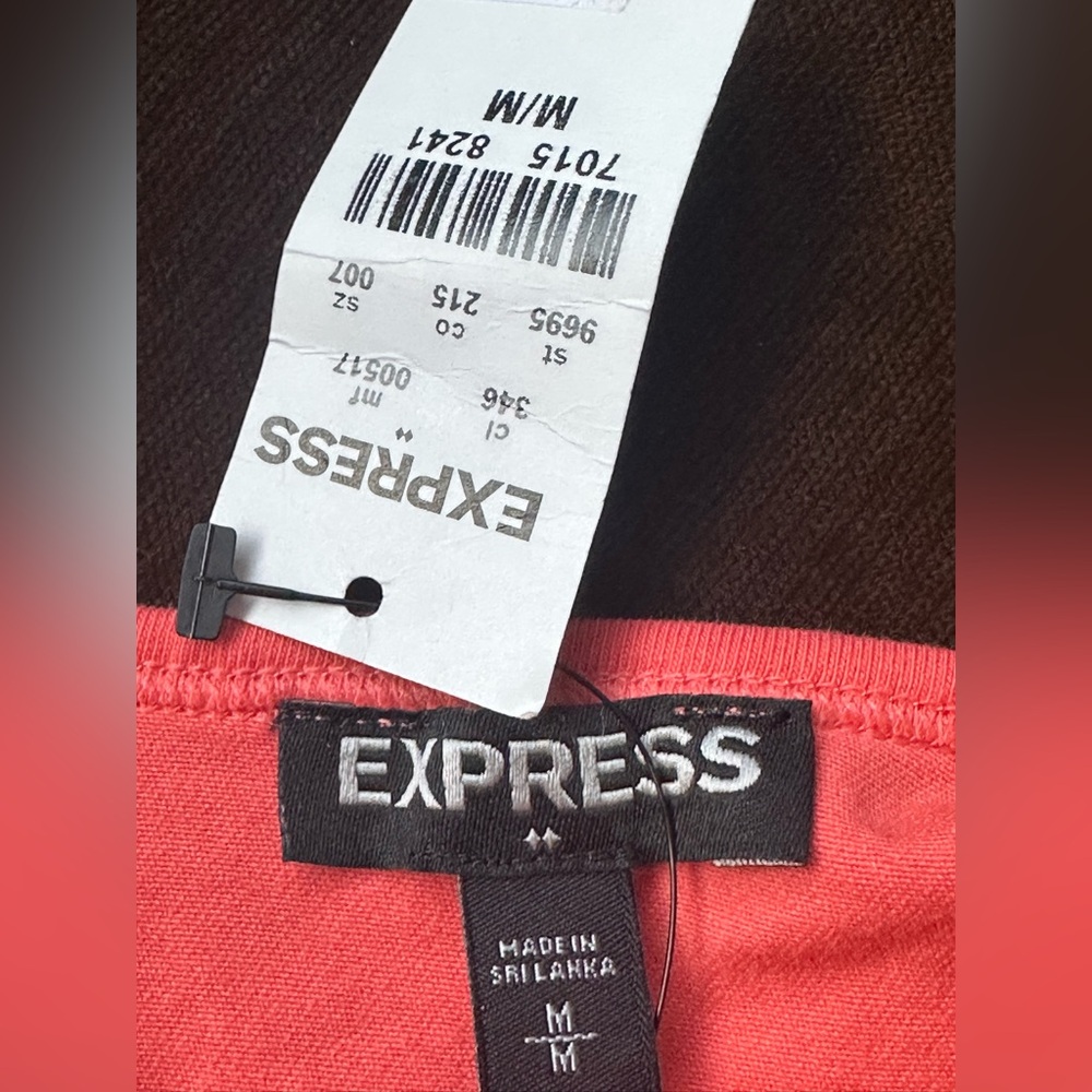 Express Vibrant Coral Mini Sleeveless Dress Exposed Green Silver Zipper Sz M/M - Picture 9 of 15